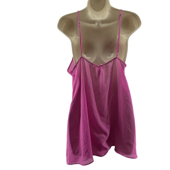 Victoria's Secret Bubble Gum Pink Babydoll Chiffon Nightie Womens Large - Picture 5 of 5